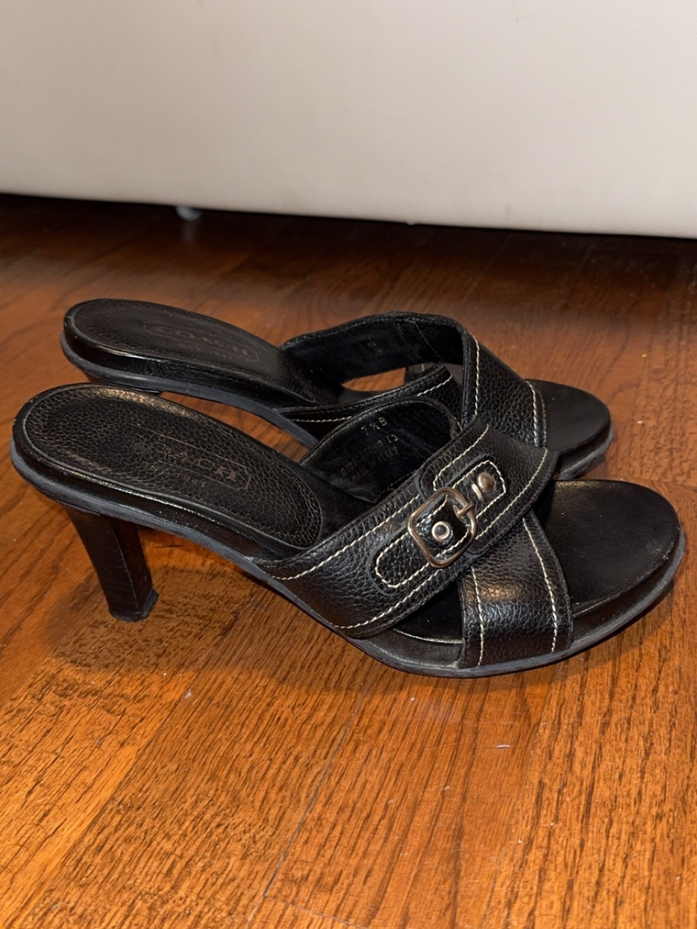 Coach Women's Black Leather Heels - Picture 2 of 5